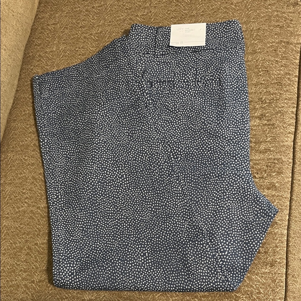 LOFT Women’s Blue and White Patterned Pant